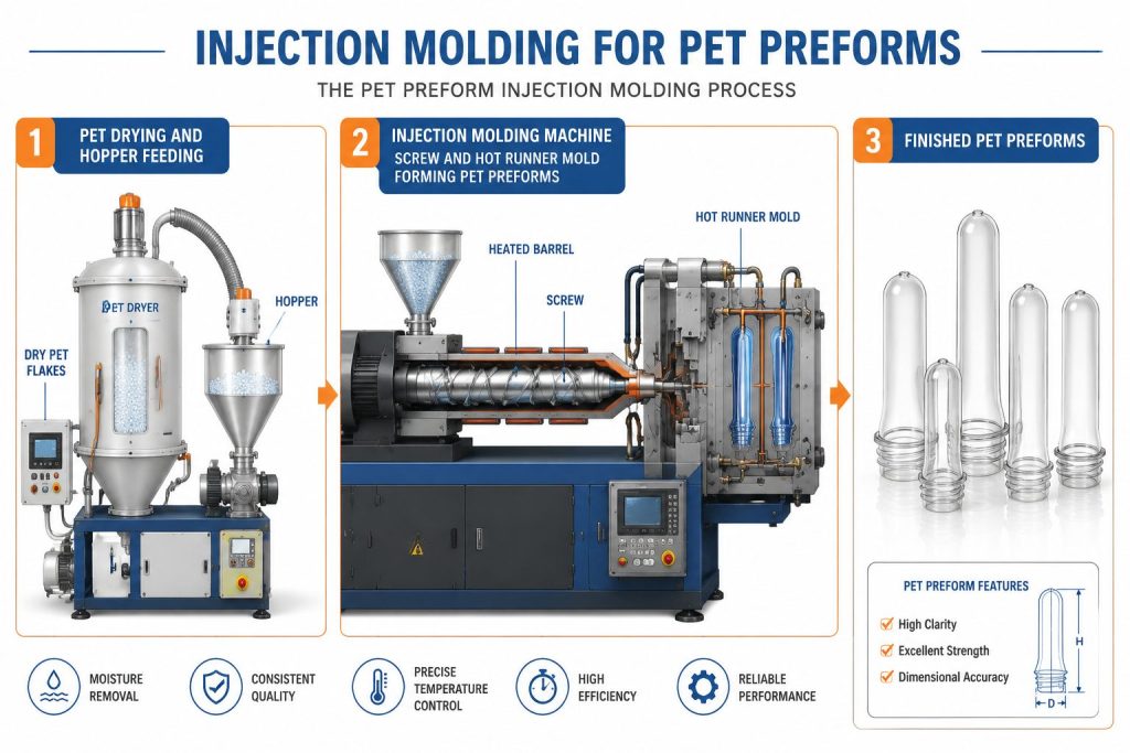 دستکاه پرفیوم پت - injection molding for pet preforms